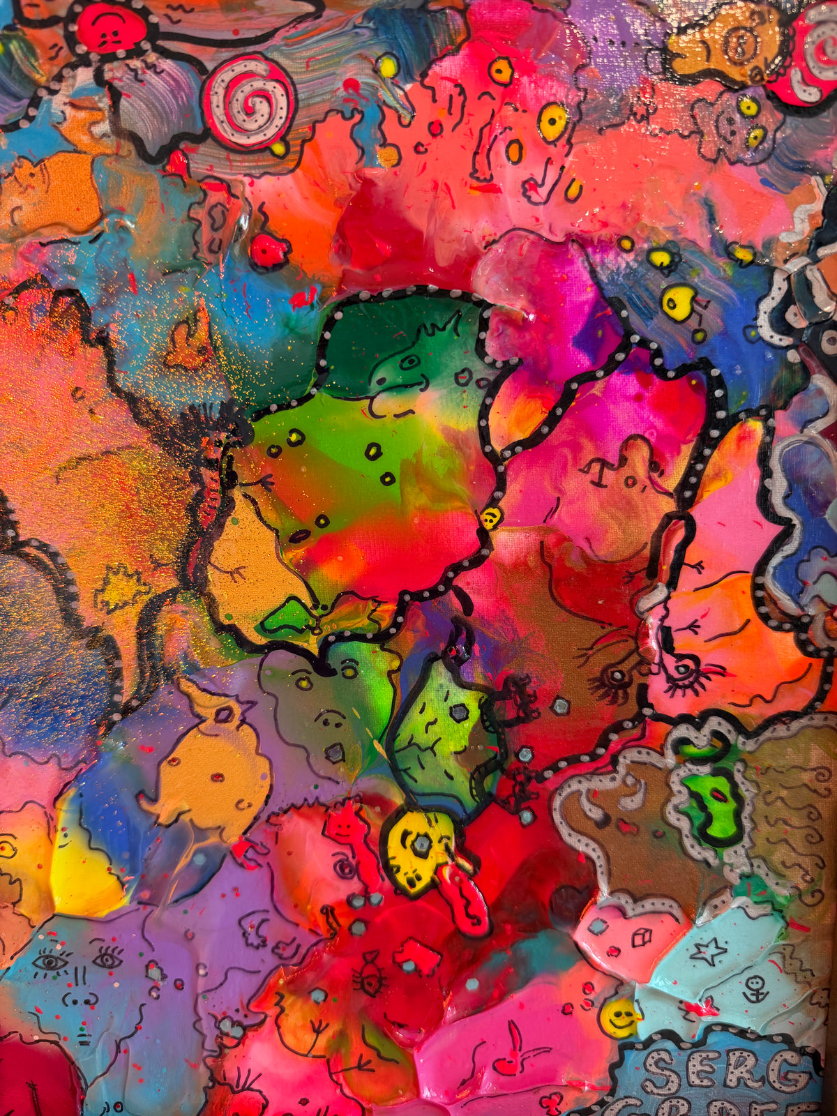 Original Abstract Painting Serg Graff "Butterfly Madness " Surreal Fantasy, COA