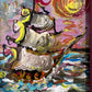 Serg Graff Original "Yelmar" Acrylic Ship Painting | Seashell Frame Coastal Art