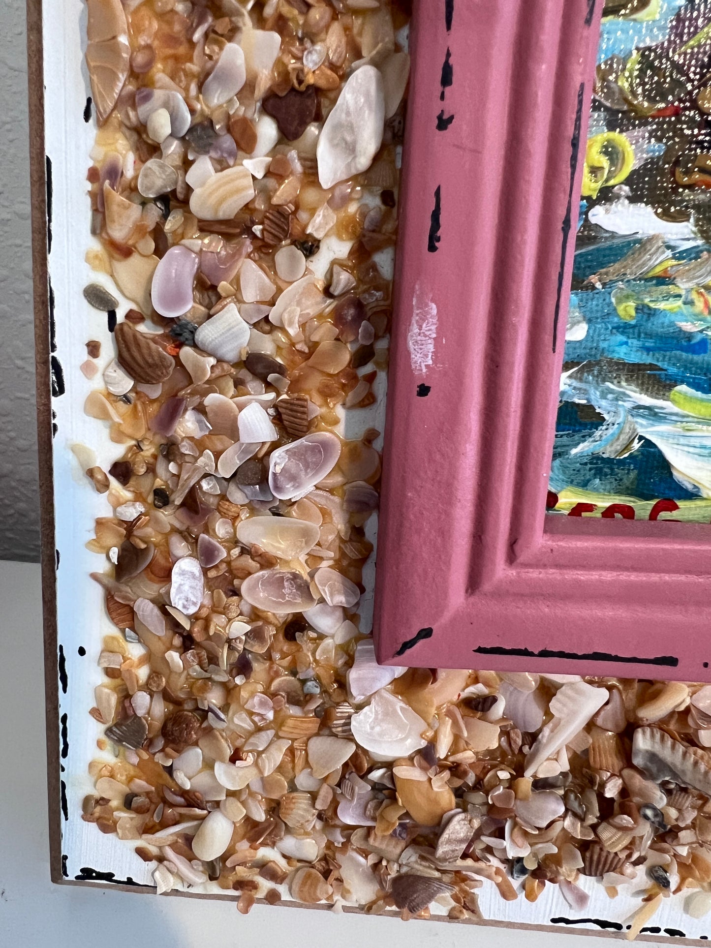 Serg Graff Original "Yelmar" Acrylic Ship Painting | Seashell Frame Coastal Art
