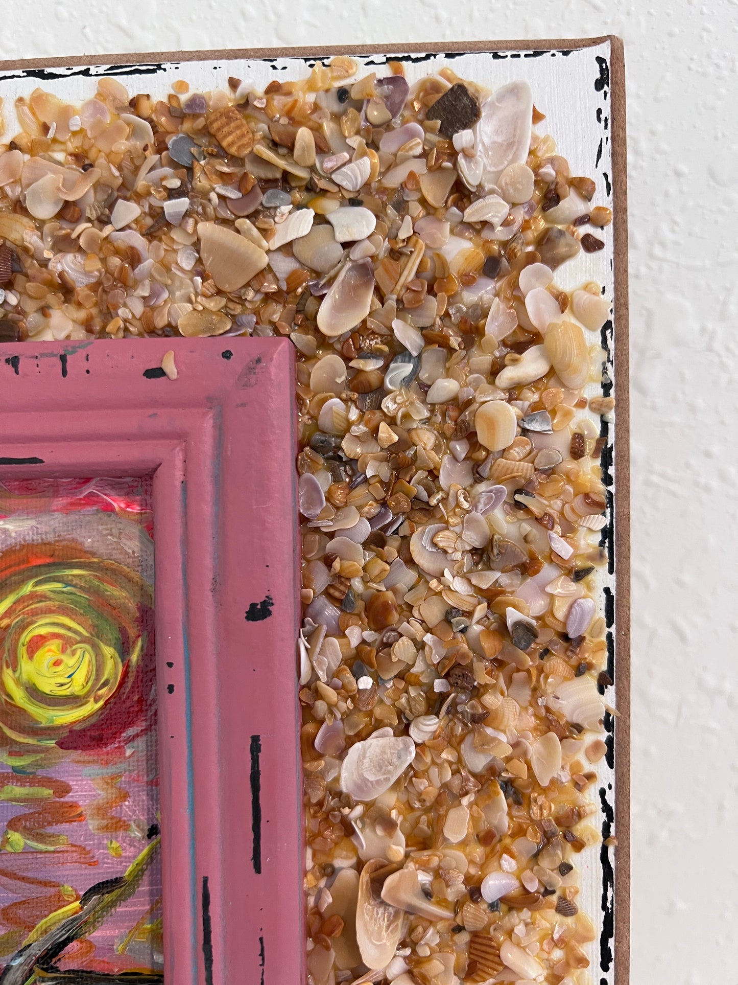 Serg Graff Original "Yelmar" Acrylic Ship Painting | Seashell Frame Coastal Art