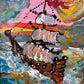 Serg Graff Original “Lamara” Ship Painting | Gold Ornate Frame | Nautical