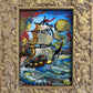 Serg Graff Original “Brigel” Acrylic Ship Painting | Gold Leaf Frame | Nautical