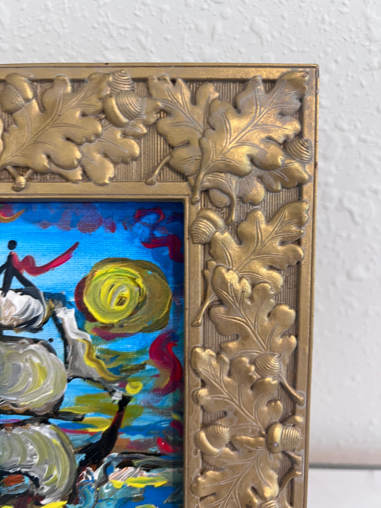 Serg Graff Original “Brigel” Acrylic Ship Painting | Gold Leaf Frame | Nautical