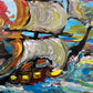 Serg Graff Original “Brigel” Acrylic Ship Painting | Gold Leaf Frame | Nautical