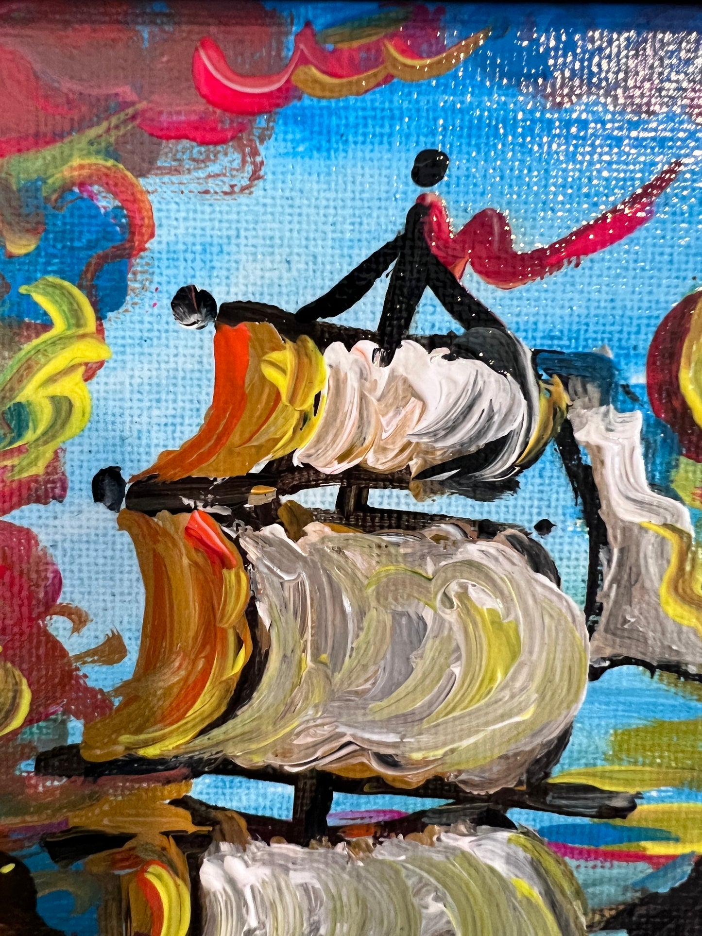 Serg Graff Original “Brigel” Acrylic Ship Painting | Gold Leaf Frame | Nautical