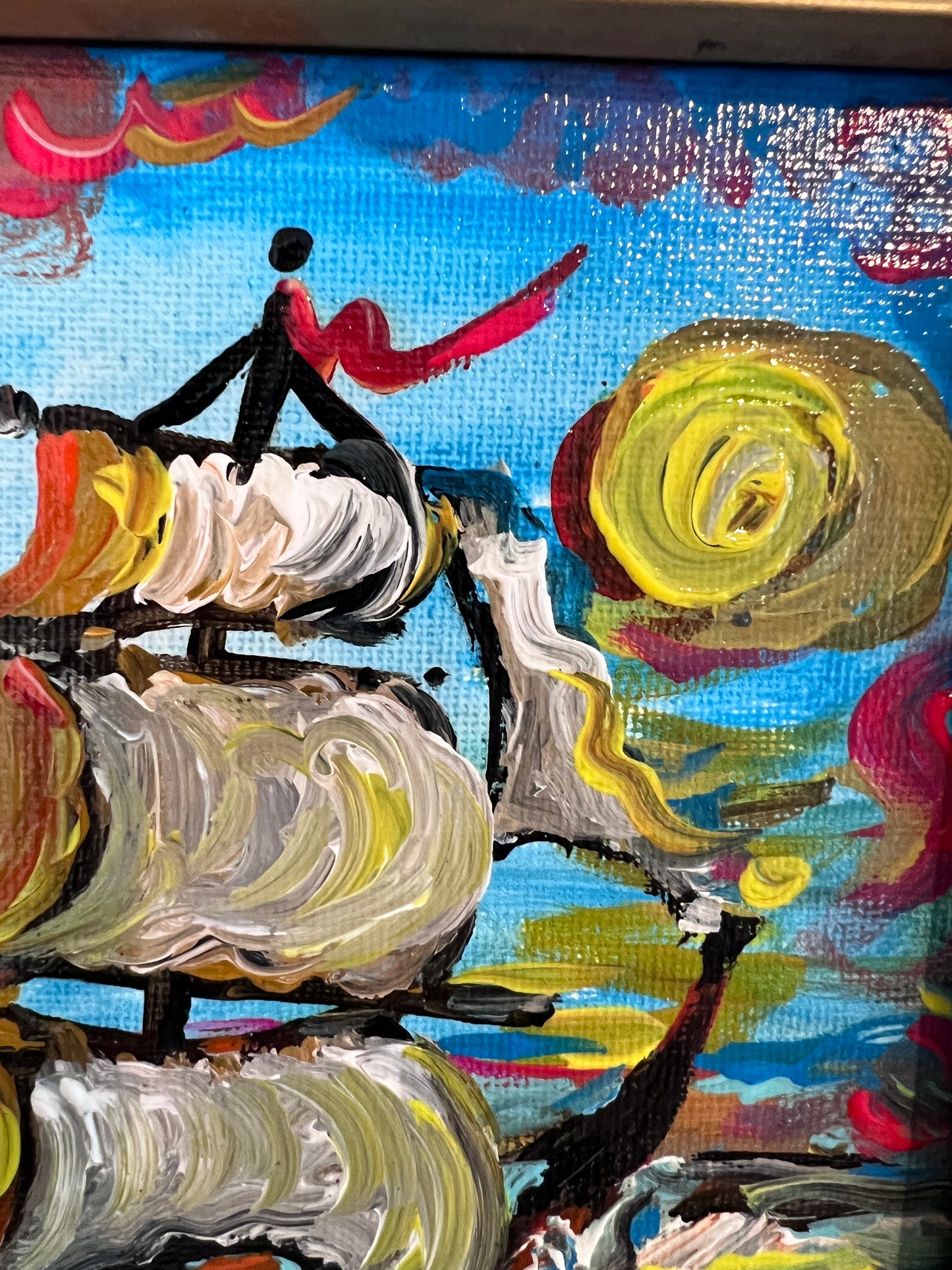 Serg Graff Original “Brigel” Acrylic Ship Painting | Gold Leaf Frame | Nautical