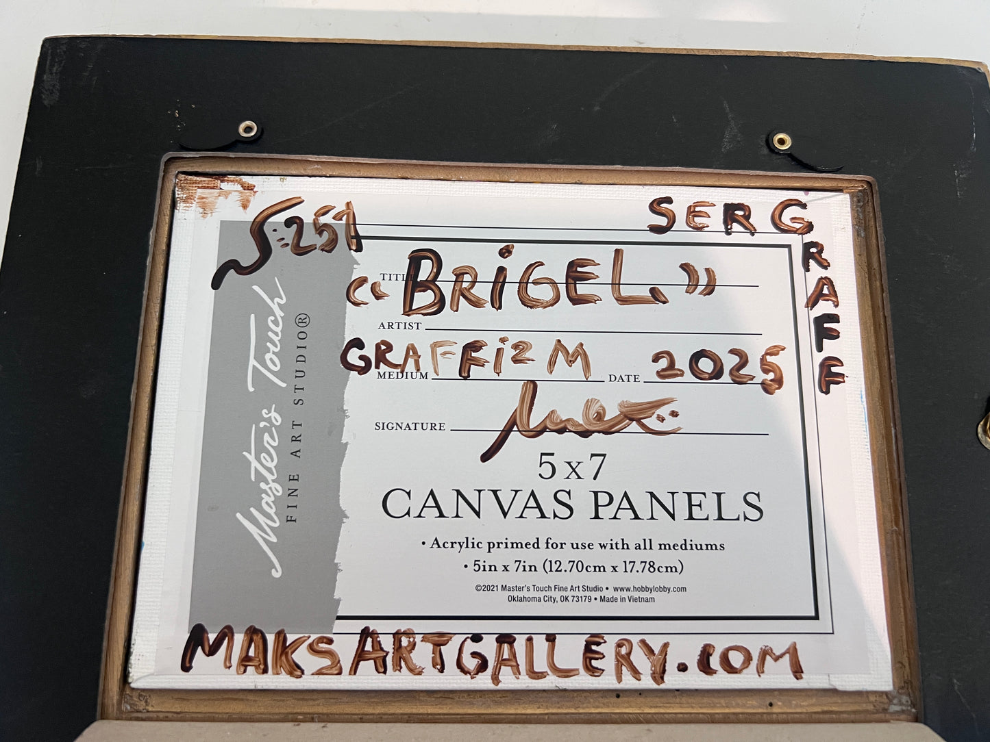Serg Graff Original “Brigel” Acrylic Ship Painting | Gold Leaf Frame | Nautical