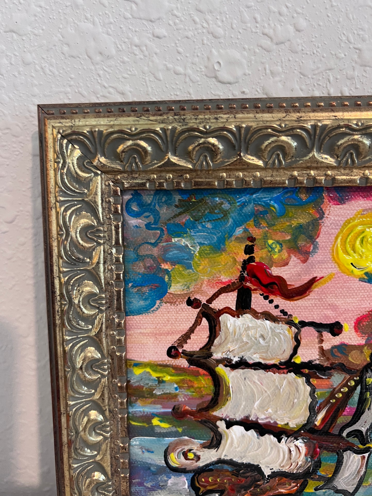 Serg Graff Original “Eldoria” Ship Painting | Gold Ornate Frame | Nautical