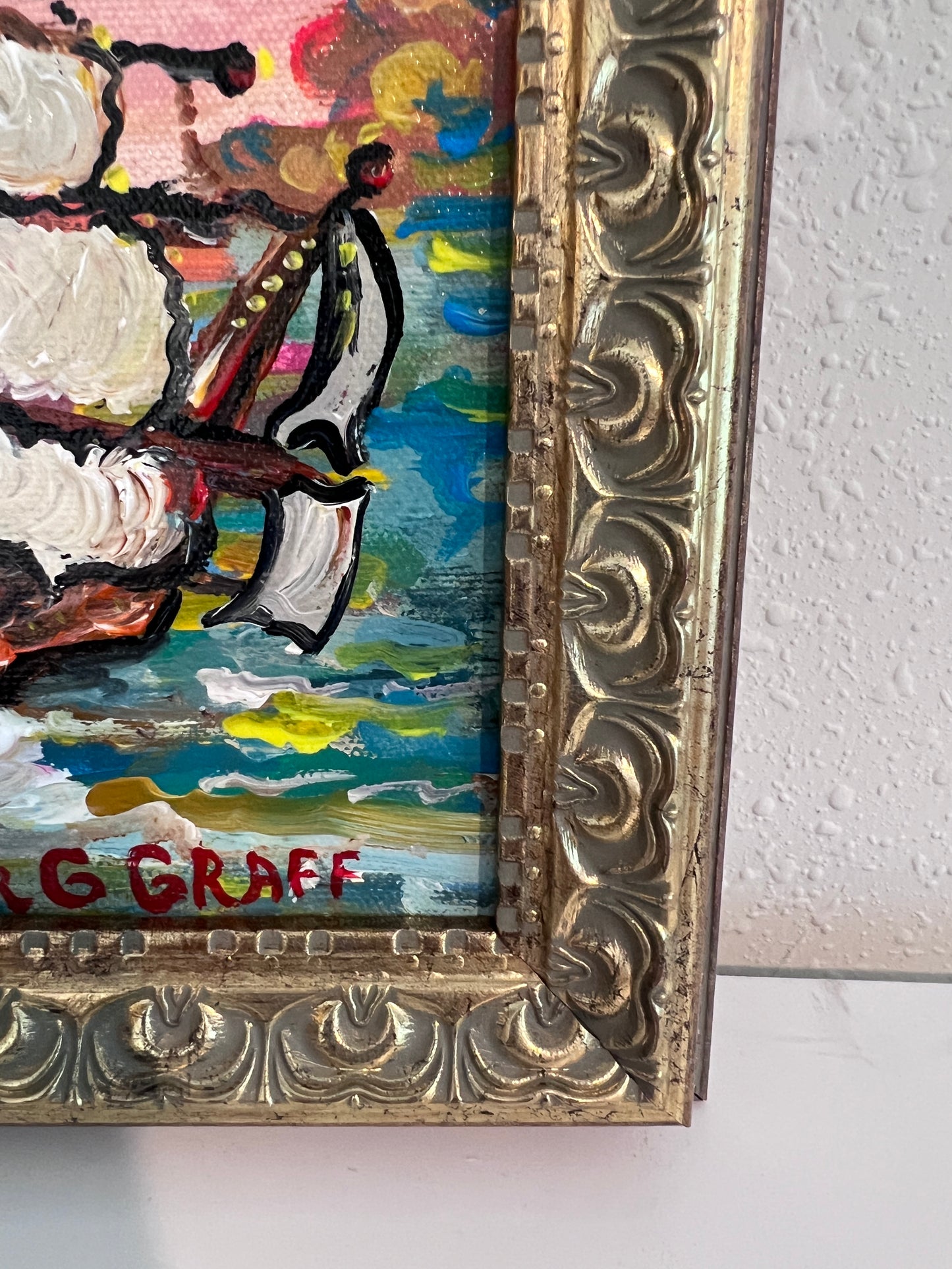 Serg Graff Original “Eldoria” Ship Painting | Gold Ornate Frame | Nautical