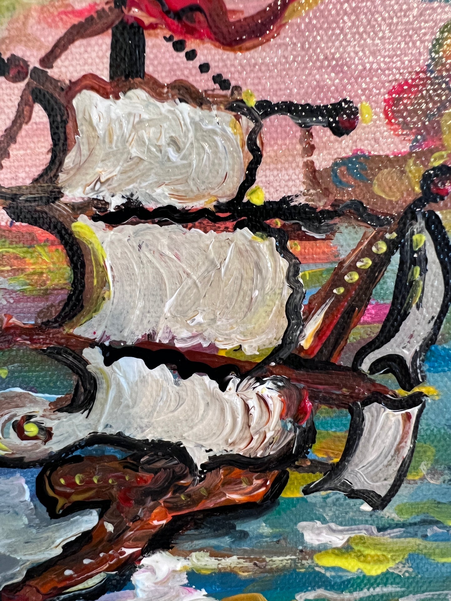 Serg Graff Original “Eldoria” Ship Painting | Gold Ornate Frame | Nautical