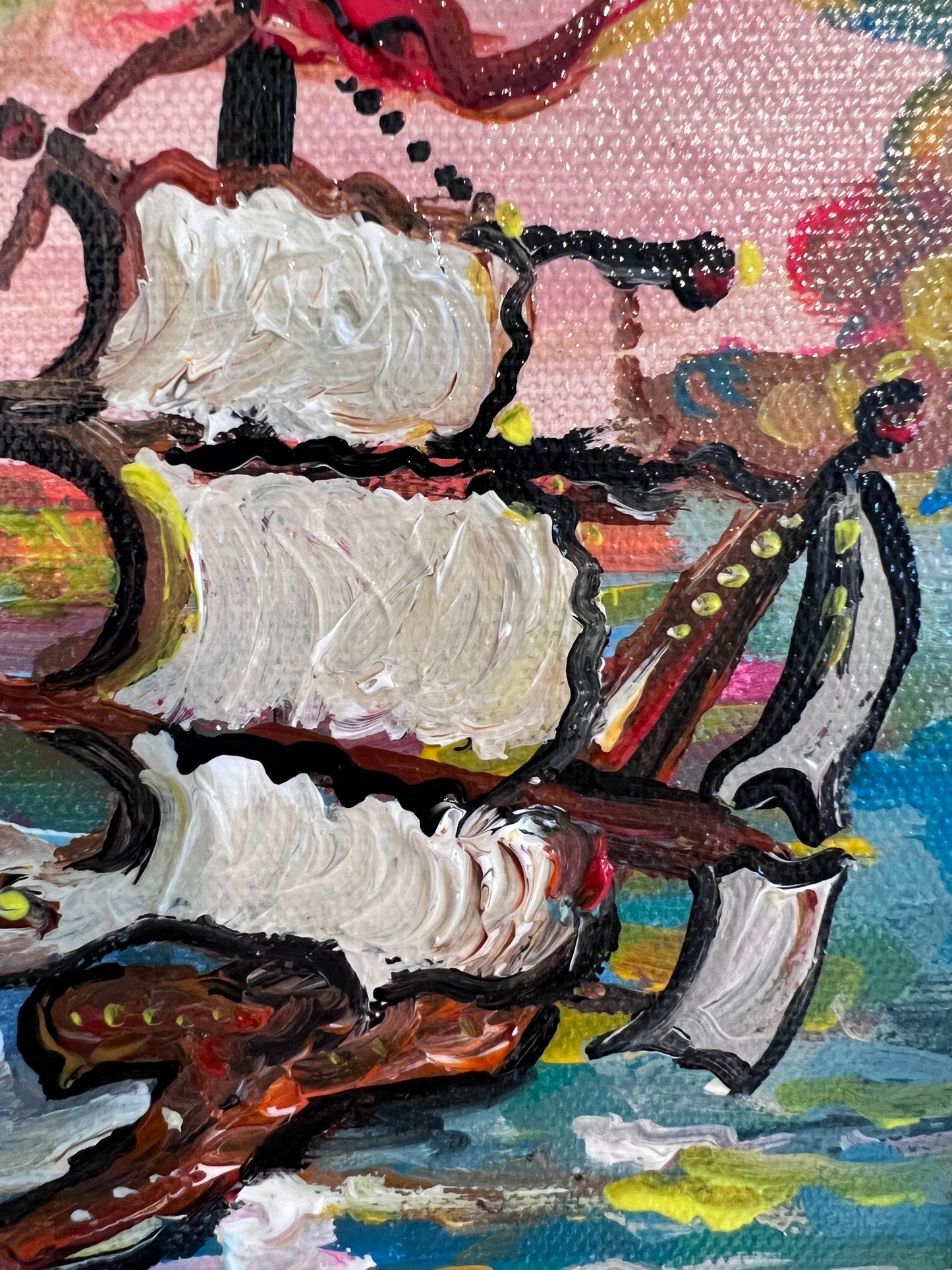 Serg Graff Original “Eldoria” Ship Painting | Gold Ornate Frame | Nautical