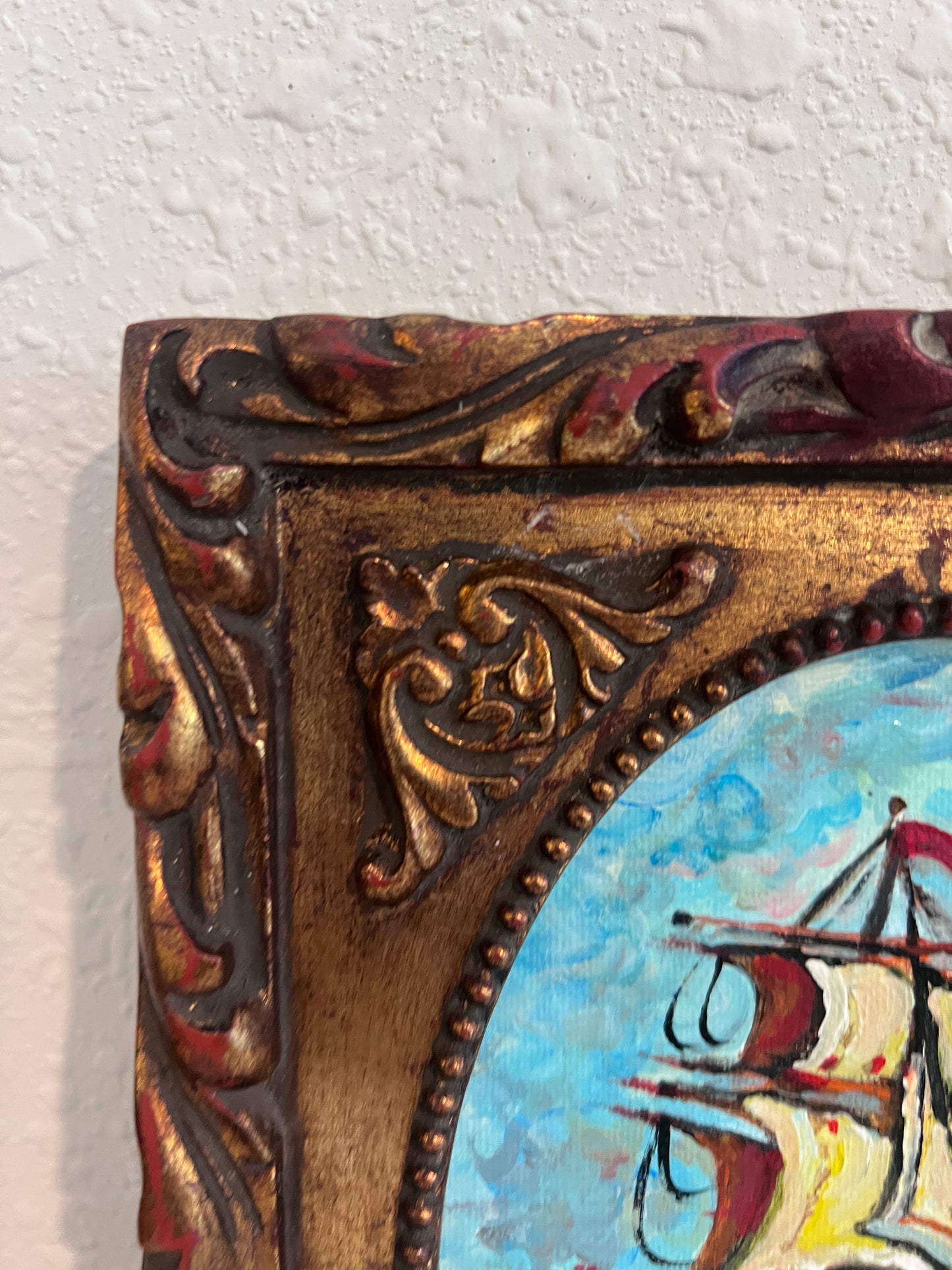 Serg Graff Original “Maris” Ship Painting | Gold Ornate Frame | Nautical