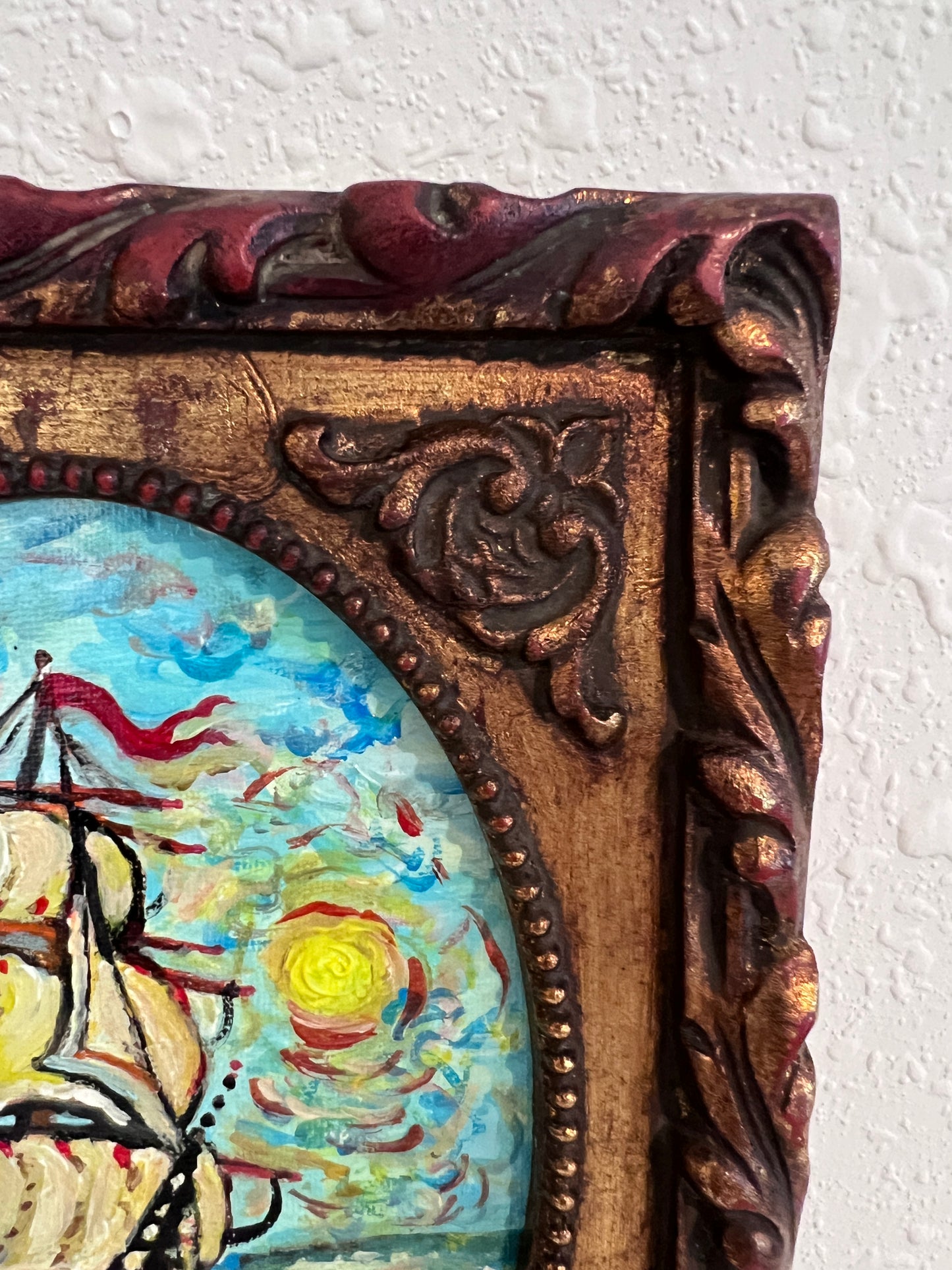 Serg Graff Original “Maris” Ship Painting | Gold Ornate Frame | Nautical