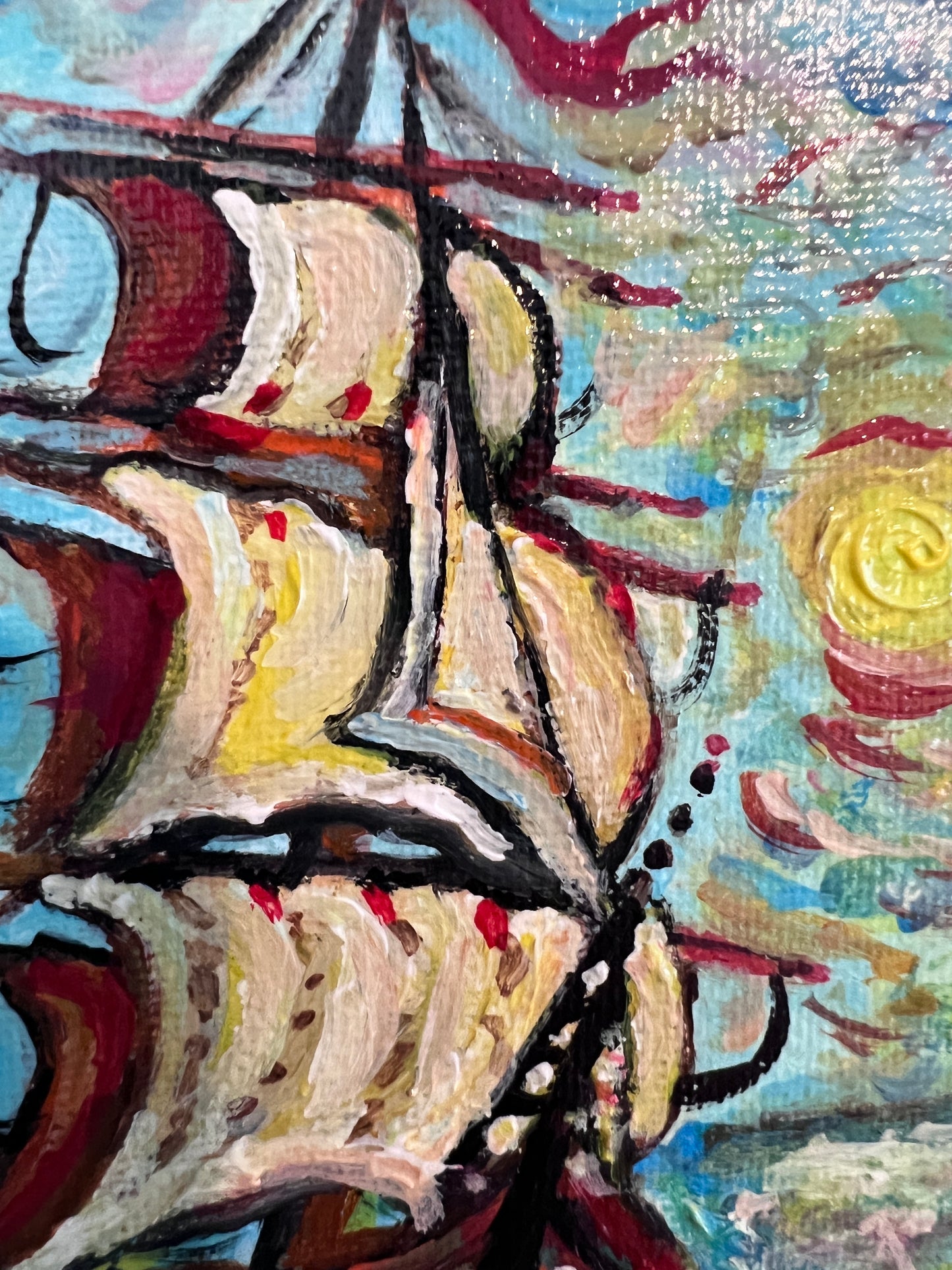 Serg Graff Original “Maris” Ship Painting | Gold Ornate Frame | Nautical