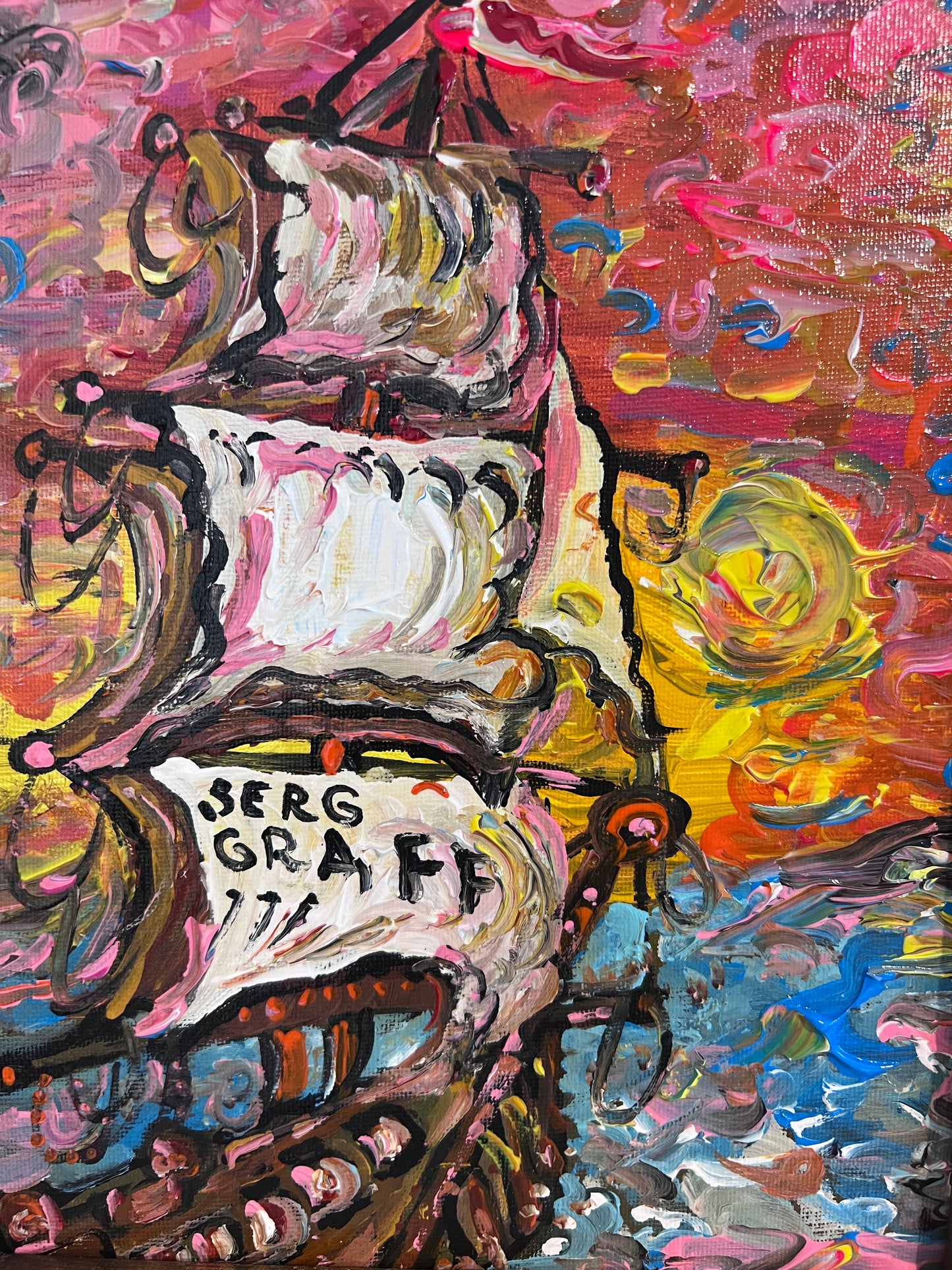 Serg Graff Original “Solaria” Ship Painting | Gold Ornate Frame | Nautical