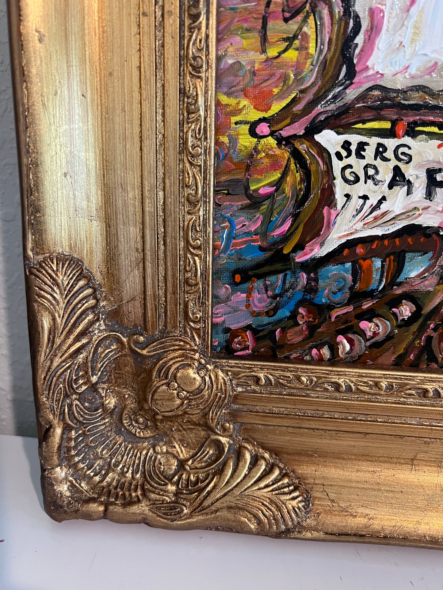 Serg Graff Original “Solaria” Ship Painting | Gold Ornate Frame | Nautical