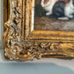 Vintage R Mario Oil Painting Three Rabbits Bunnies Farmhouse Art Gold Frame