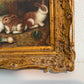 Vintage R Mario Oil Painting Three Rabbits Bunnies Farmhouse Art Gold Frame