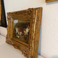 Vintage R Mario Oil Painting Three Rabbits Bunnies Farmhouse Art Gold Frame