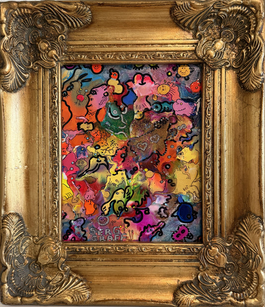 Serg Graff Lovers Original Abstract Painting, Colorful Contemporary Pop Art