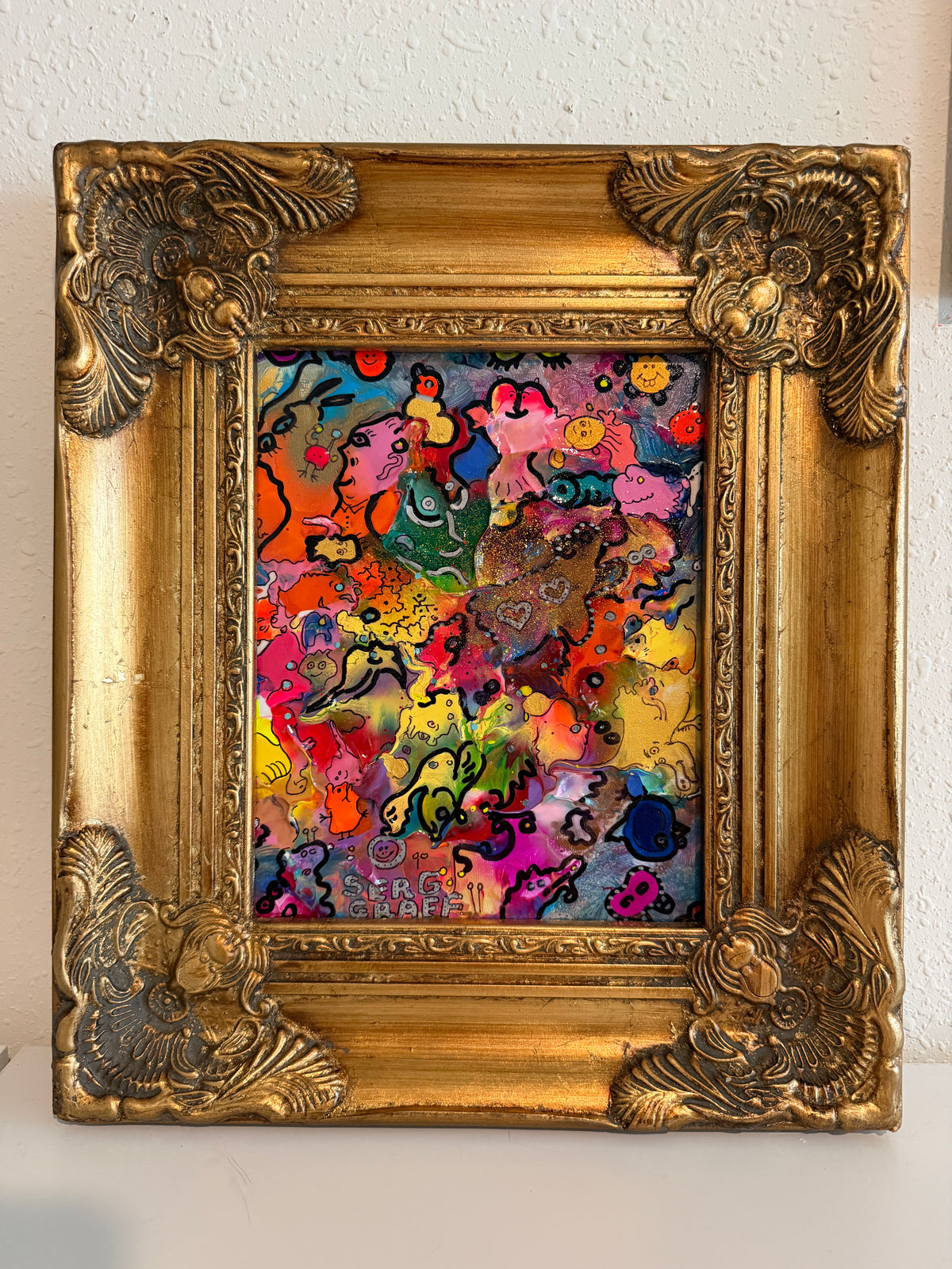 Serg Graff Lovers Original Abstract Painting, Colorful Contemporary Pop Art
