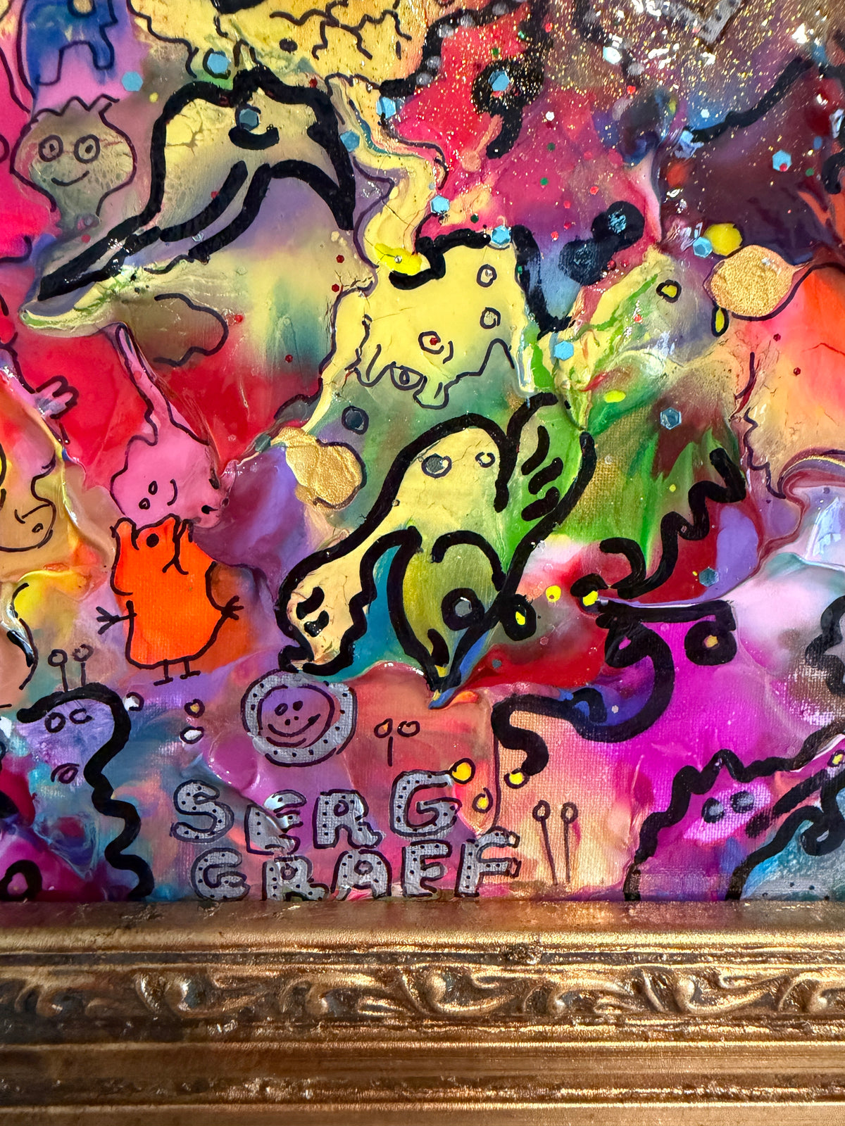 Serg Graff Lovers Original Abstract Painting, Colorful Contemporary Pop Art