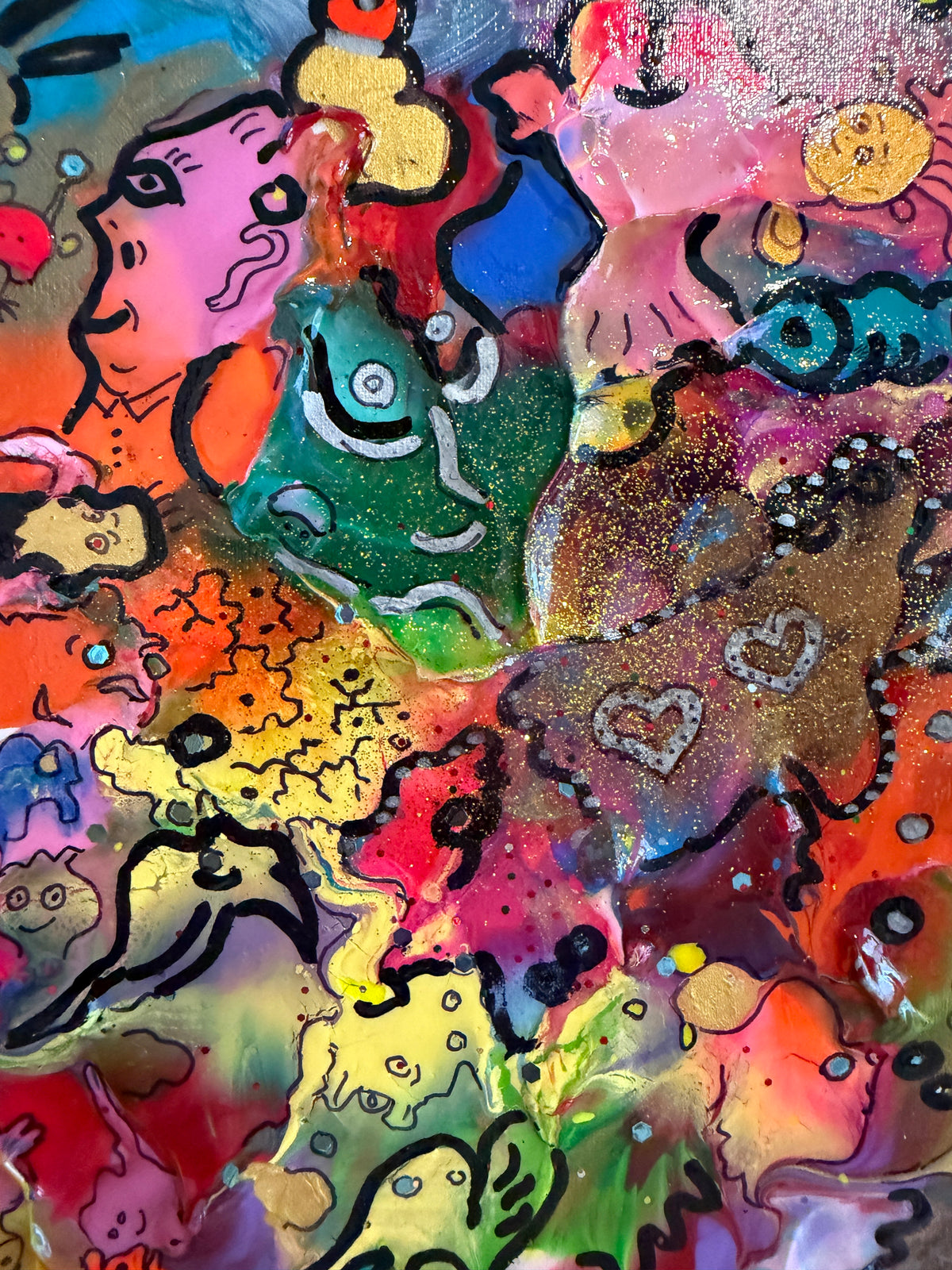 Serg Graff Lovers Original Abstract Painting, Colorful Contemporary Pop Art