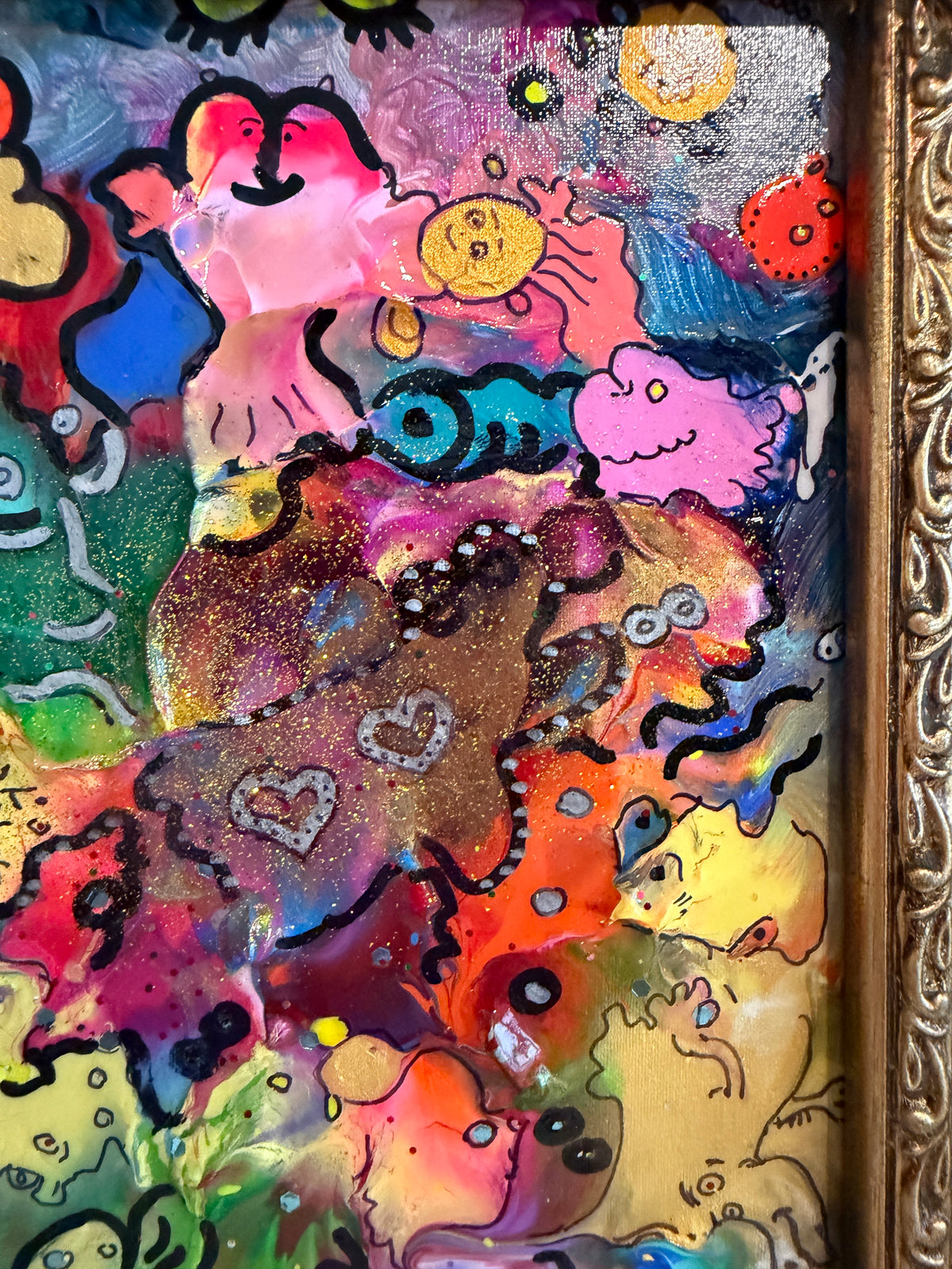 Serg Graff Lovers Original Abstract Painting, Colorful Contemporary Pop Art