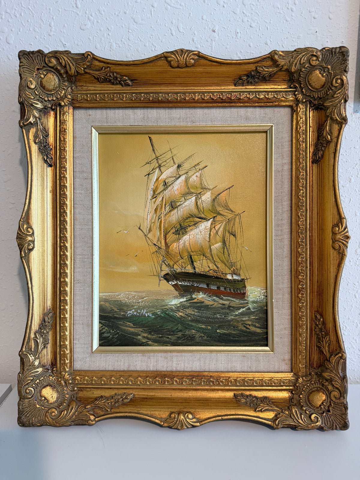 Baill Tall Ship Oil Painting Sailing Ship Seascape, Maritime Nautical Wall Art