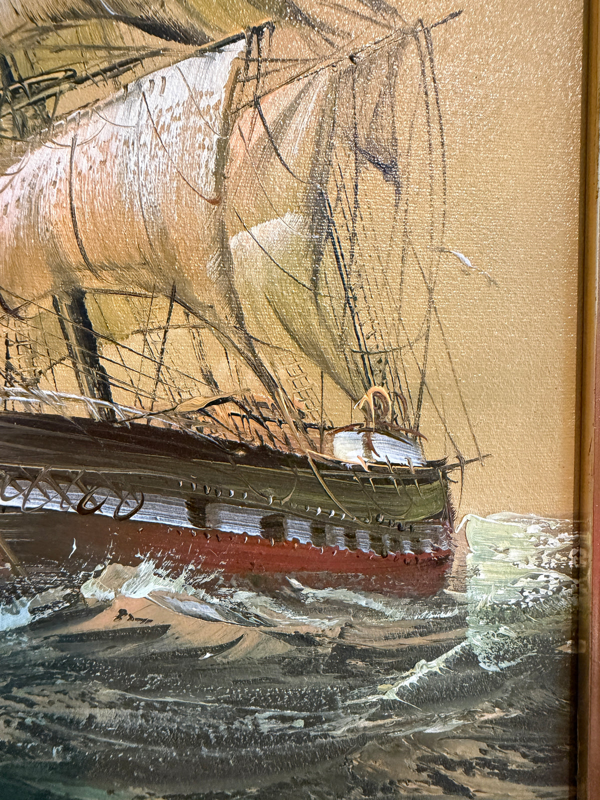 Baill Tall Ship Oil Painting Sailing Ship Seascape, Maritime Nautical Wall Art