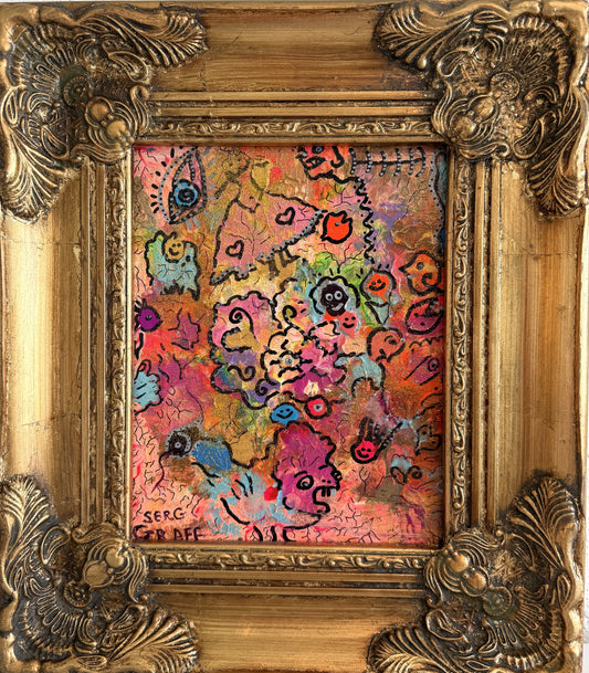 Serg Graff "Vintage Masks" Original Abstract Painting Colorful Contemporary Art