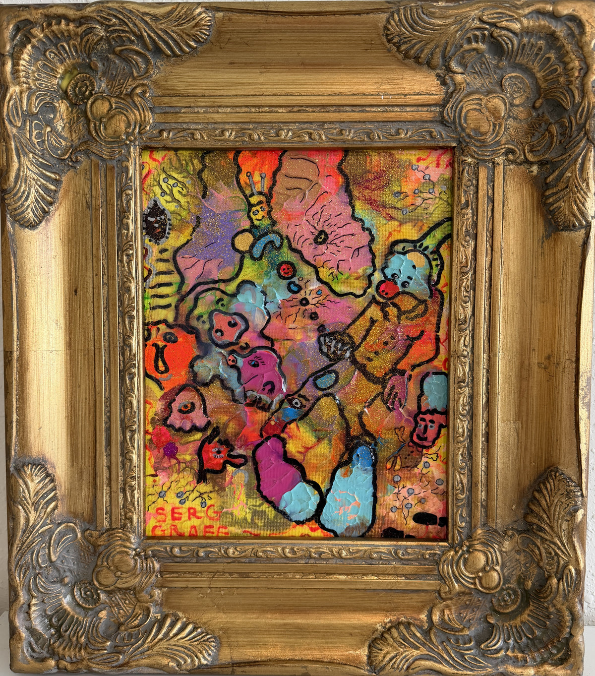 Serg Graff "Juggling Clown Original Abstract Painting Colorful Contemporary Art