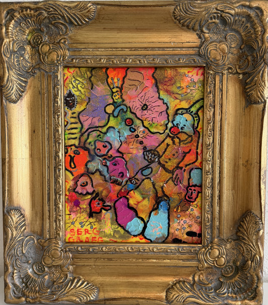 Serg Graff "Juggling Clown Original Abstract Painting Colorful Contemporary Art