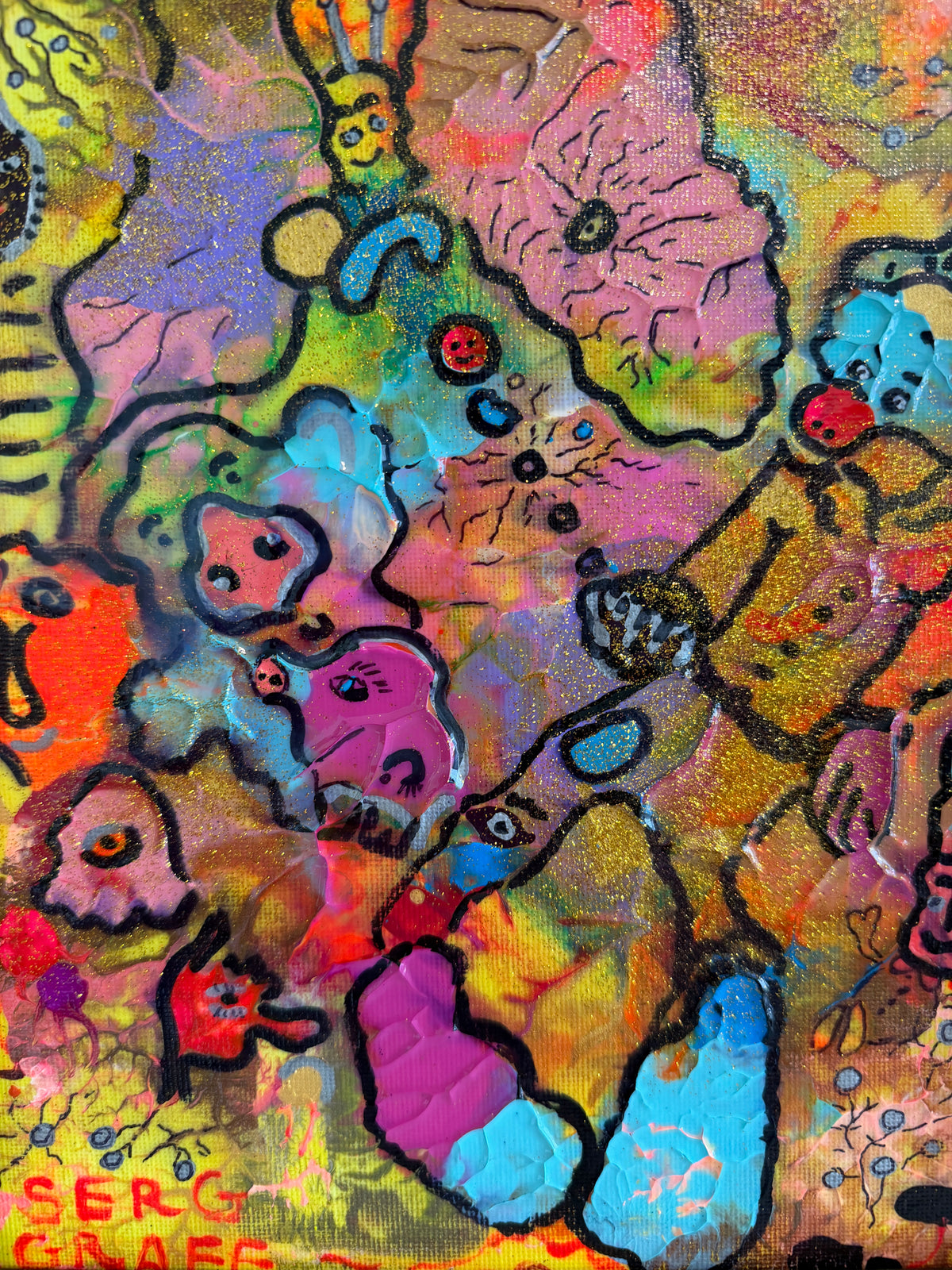 Serg Graff "Juggling Clown Original Abstract Painting Colorful Contemporary Art