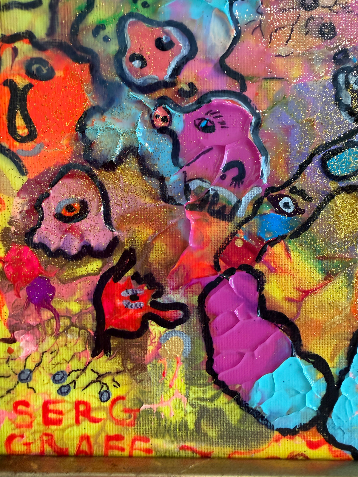Serg Graff "Juggling Clown Original Abstract Painting Colorful Contemporary Art