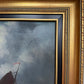 Vintage Signed Oil Painting Stormy Sea Fishing Boats Maritime Seascape Framed