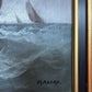 Vintage Signed Oil Painting Stormy Sea Fishing Boats Maritime Seascape Framed