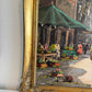 Antonio De Vity (1901-1993) Oil Painting Italian Street Market Scene Cityscape