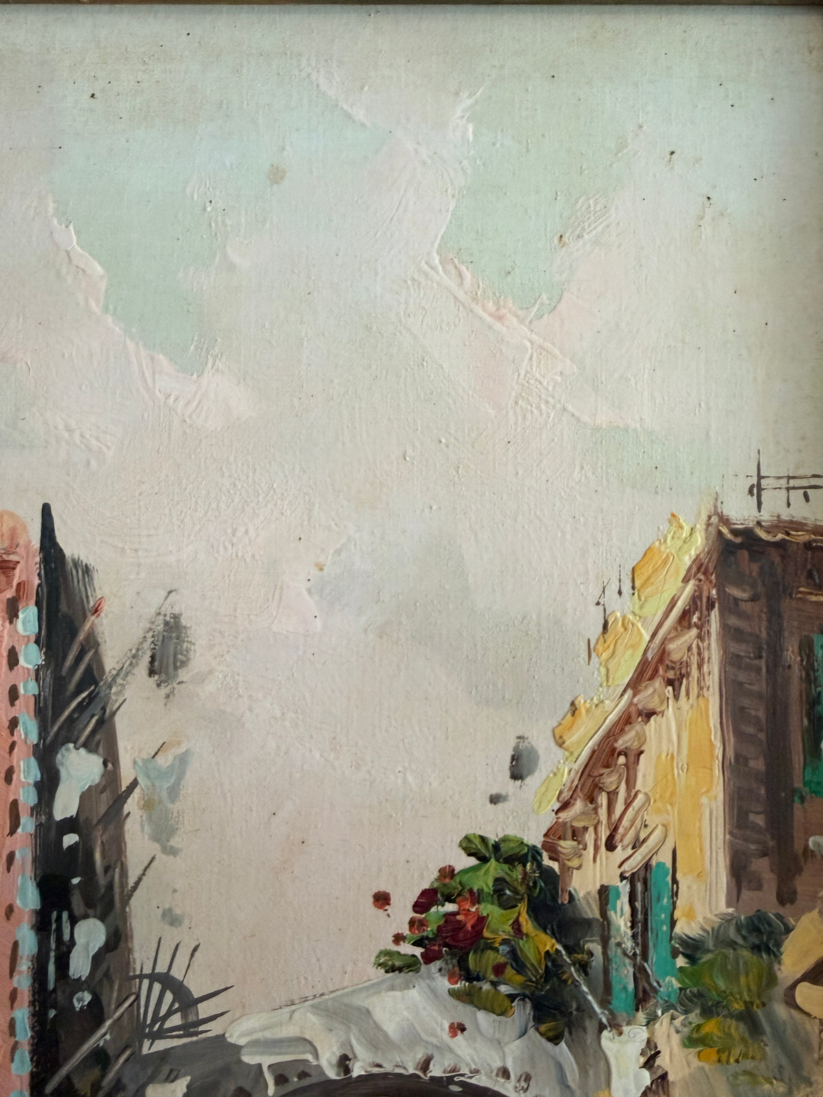 Antonio De Vity (1901-1993) Oil Painting Italian Street Market Scene Cityscape
