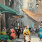 Antonio De Vity (1901-1993) Oil Painting Italian Street Market Scene Cityscape