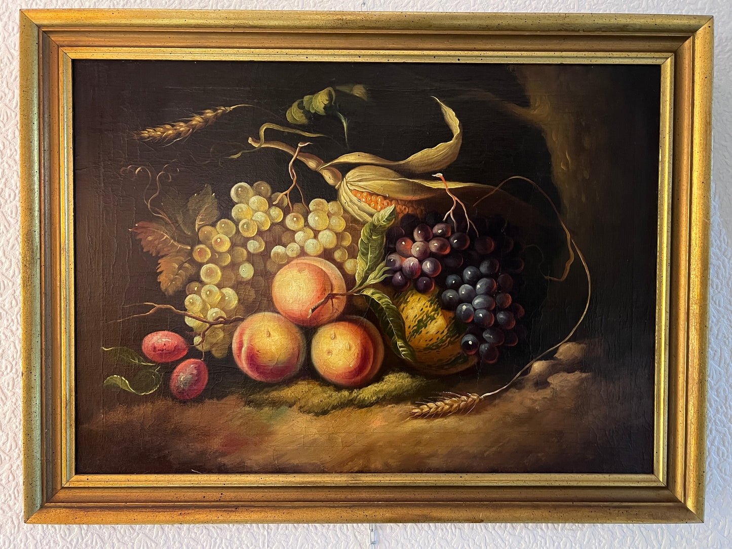 Antique 19th century Original Oil Painting on canvas, Still Life, Framed