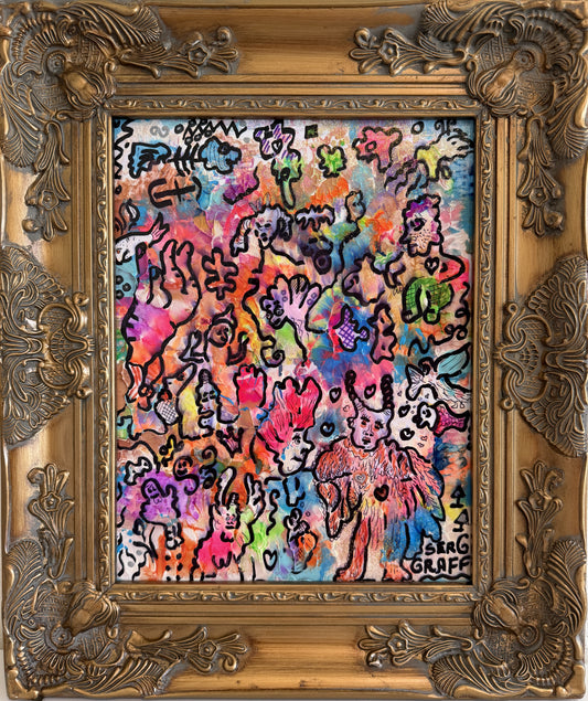 Original Abstract Painting Serg Graff "Fallen Angel" Surreal Fantasy, COA