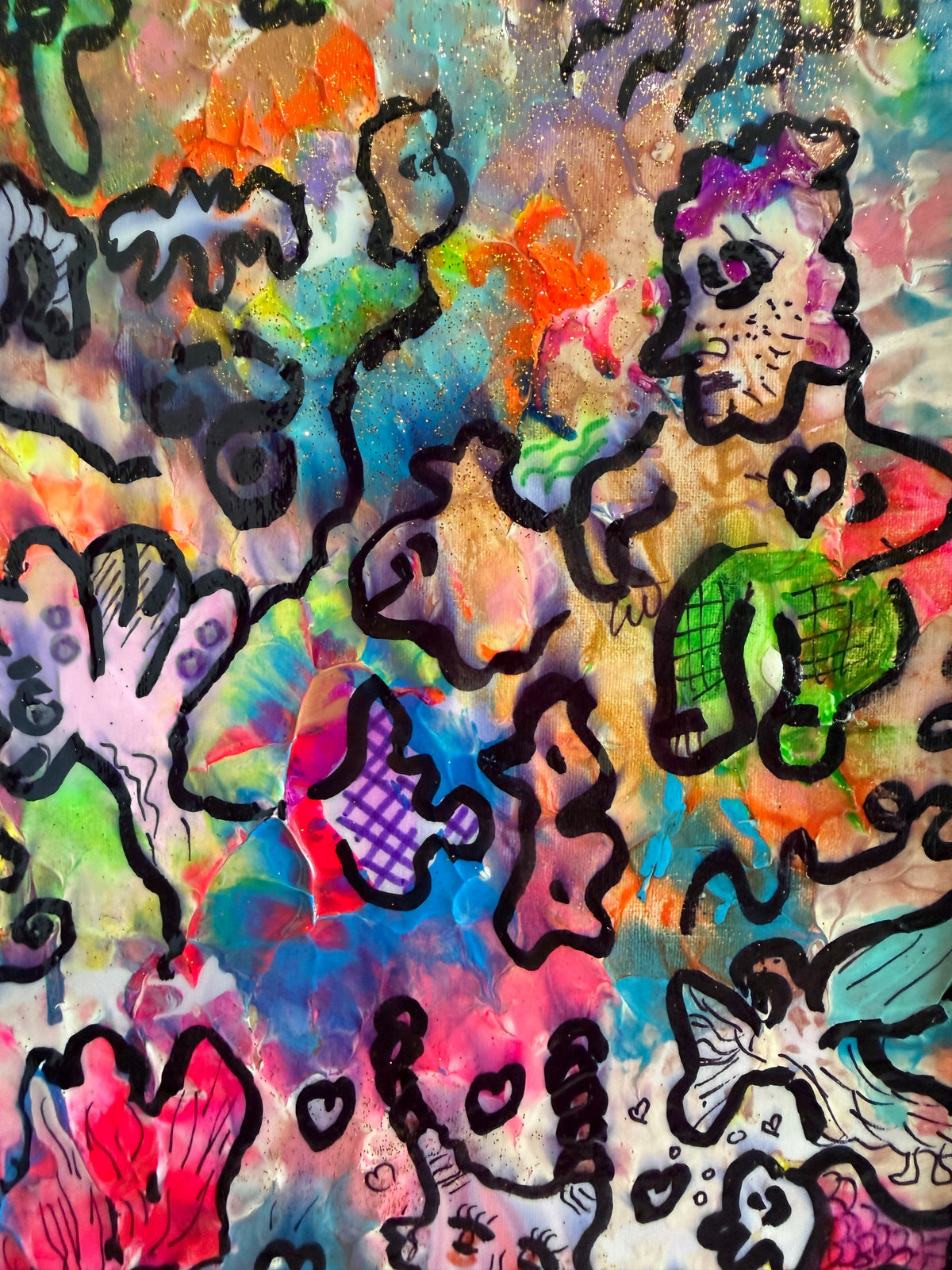 Original Abstract Painting Serg Graff "Fallen Angel" Surreal Fantasy, COA