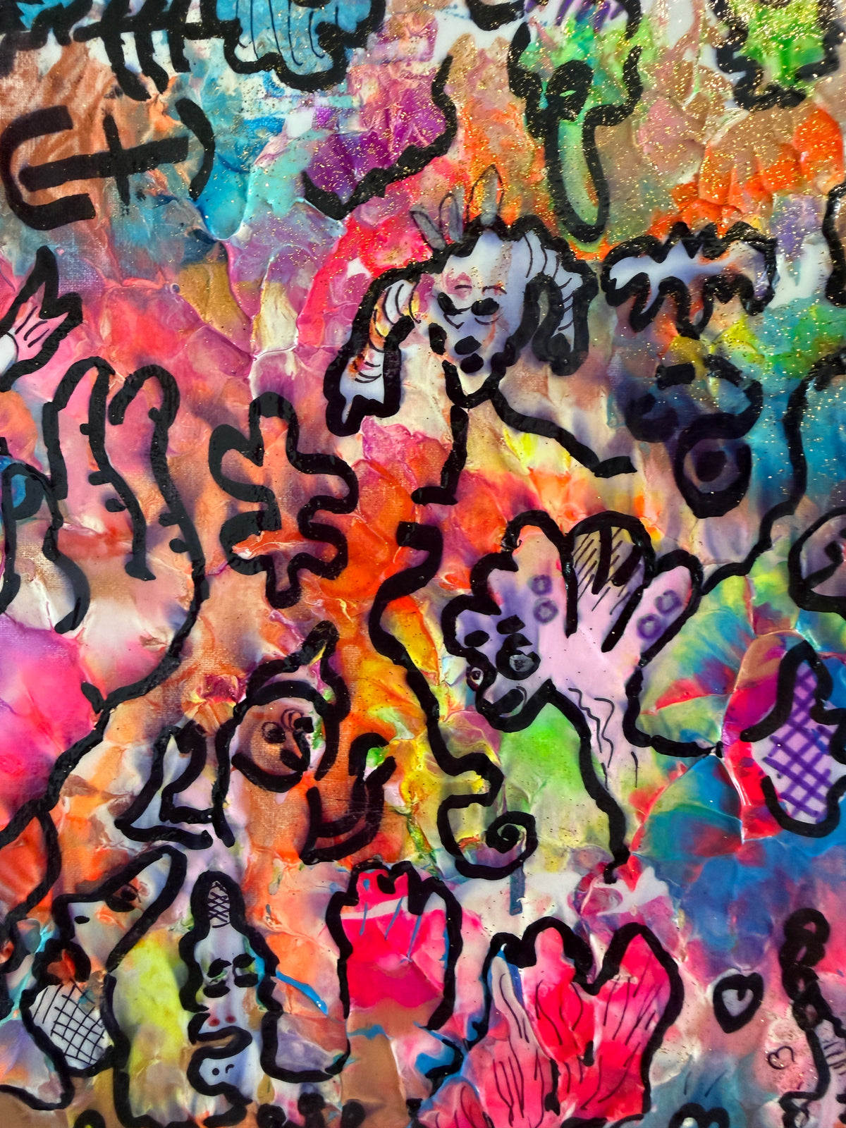 Original Abstract Painting Serg Graff "Fallen Angel" Surreal Fantasy, COA