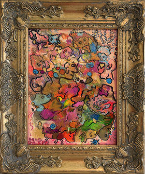 Serg Graff "Retro Masquerade" Original Abstract Painting Colorful Pop Art, COA