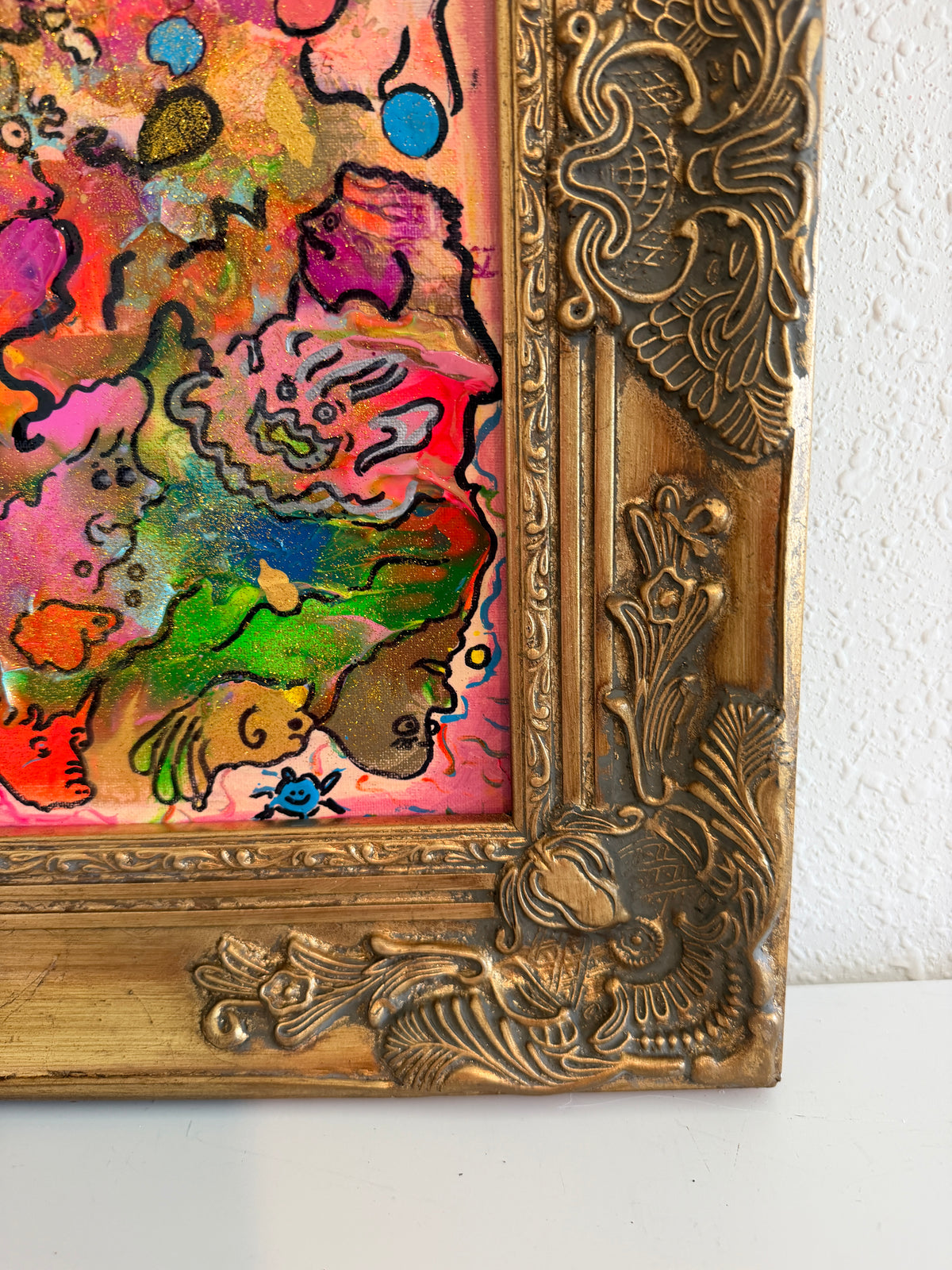 Serg Graff "Retro Masquerade" Original Abstract Painting Colorful Pop Art, COA