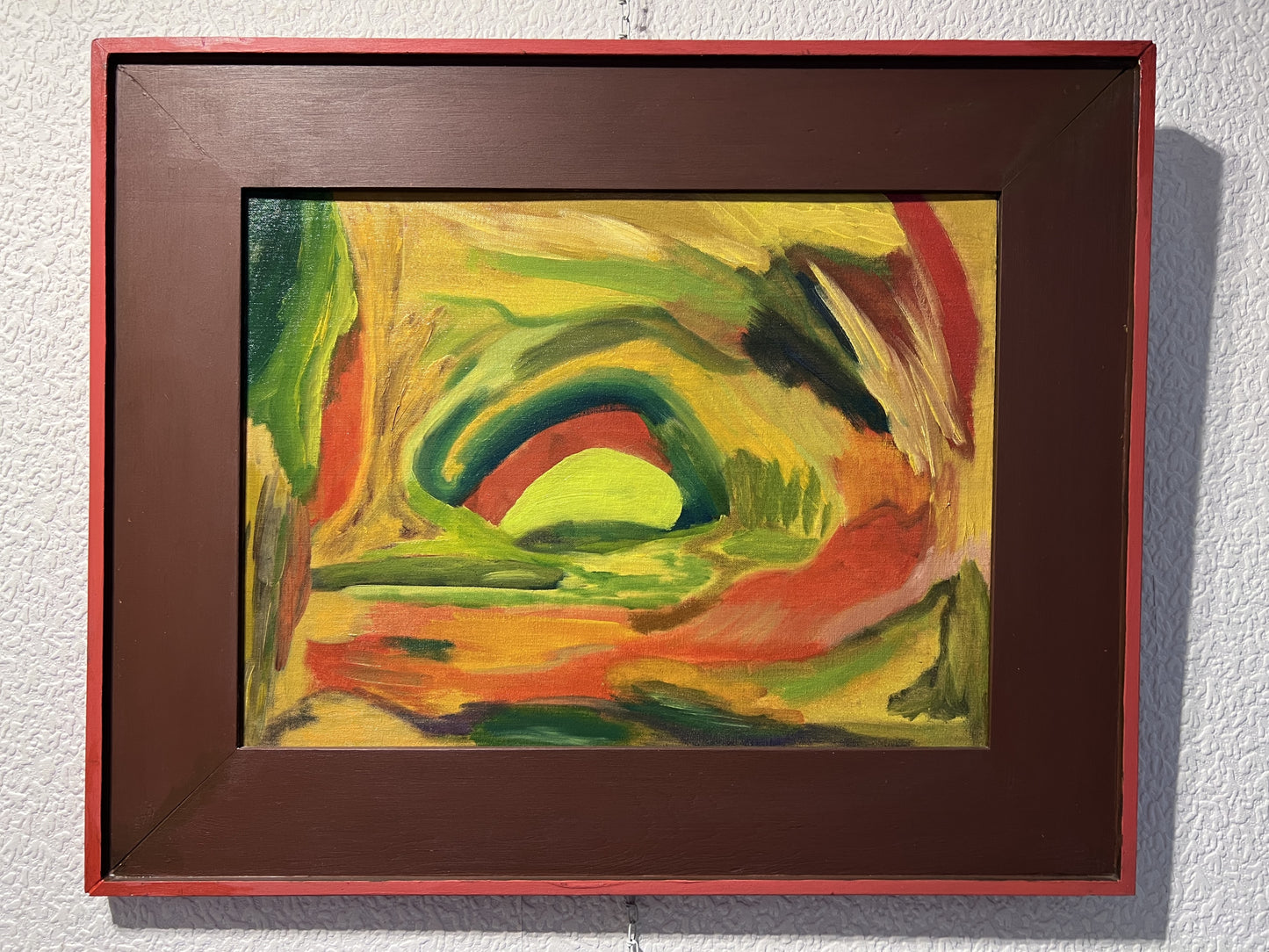 Virginia Barry Original Abstract Painting on Board, Custom Frame