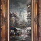 Listed Artist C. Burnett oil painting on canvas Paris street view Gold Frame COA