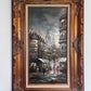 Listed Artist C. Burnett oil painting on canvas Paris street view Gold Frame COA