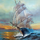 Preston Willis Signed Original Oil Painting Tall Ship Seascape Framed Maritime